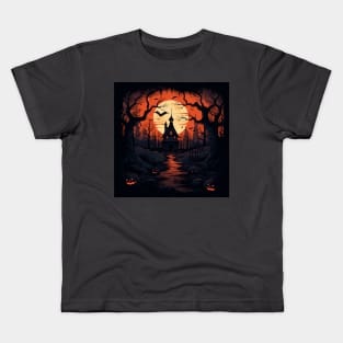 Halloween: Haunted House in Dark Forest Kids T-Shirt